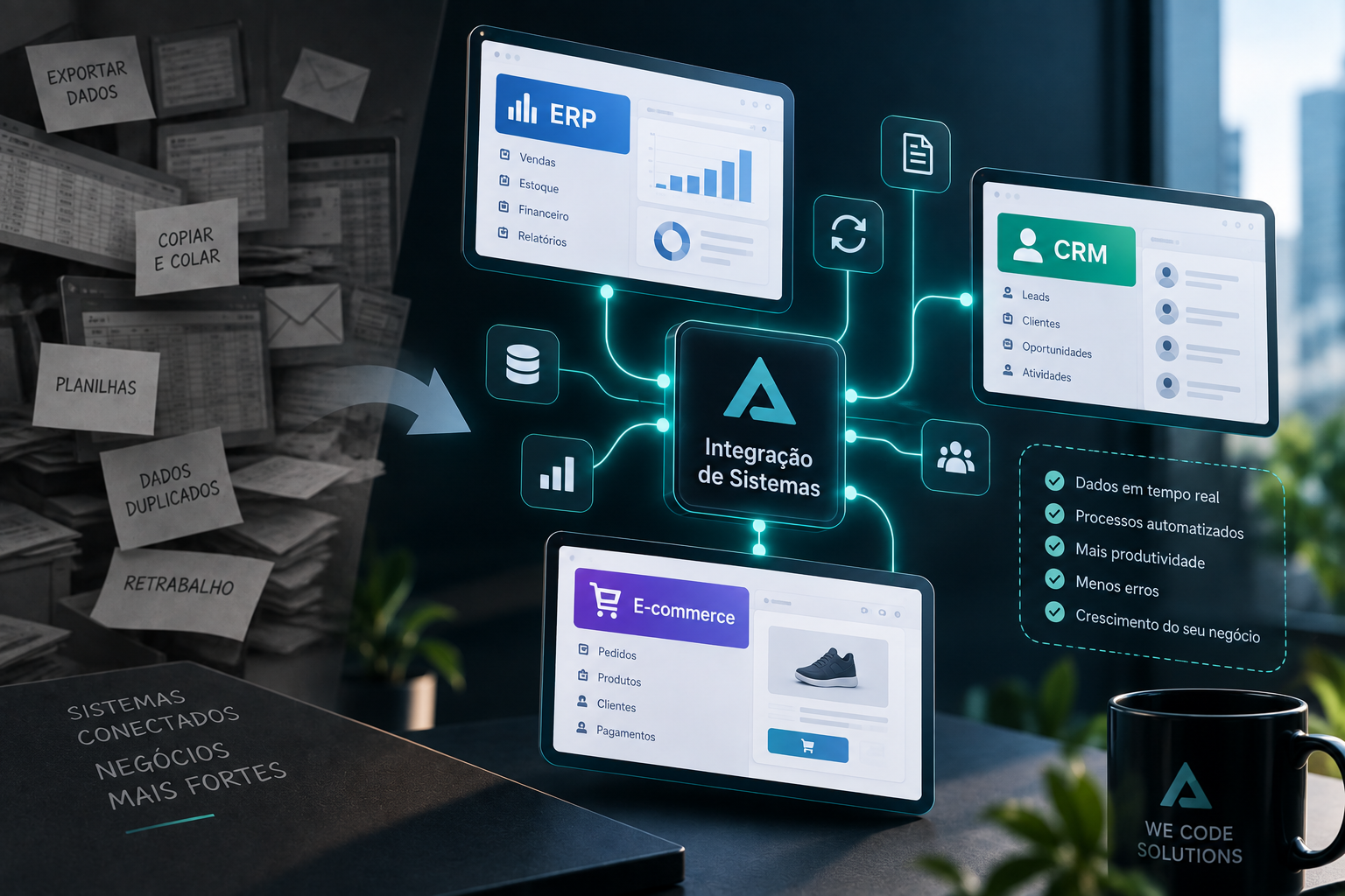 Integração de sistemas: como acabar com o retrabalho entre ERP, CRM e e-commerce